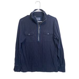 Converse Men Navy Blue 1/4 Zipped Pullover Long Sleeves Cotton Size S
